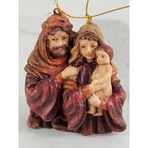 Holy Family Jesus Mary Joseph Ornament Figurine 2 3/4" Christmas 80's Vintage